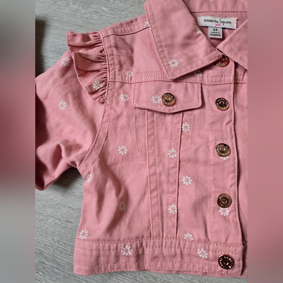 Nanette Lepore Girls Pink Jean Jacket - Picture 5 of 10